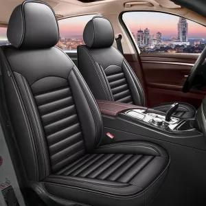Car Seat Covers Fit for Saturn Aura/Aura Hybrid 2007-2009 Faux Full Set of Seat Cover Airbag Compatible Waterproof Seat Cushion(Black)-2 Rows 5 Seats
