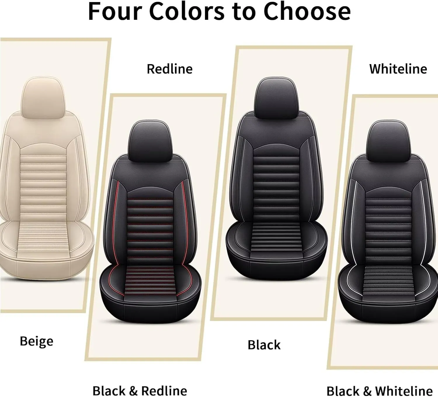 Car Seat Covers Fit for Volkswagen Atlas 2018-2025 Seat Cushion Compatible Airbag Waterproof Faux Leather Seat Cover(Only 2 Front Seat Covers)-Red Line
