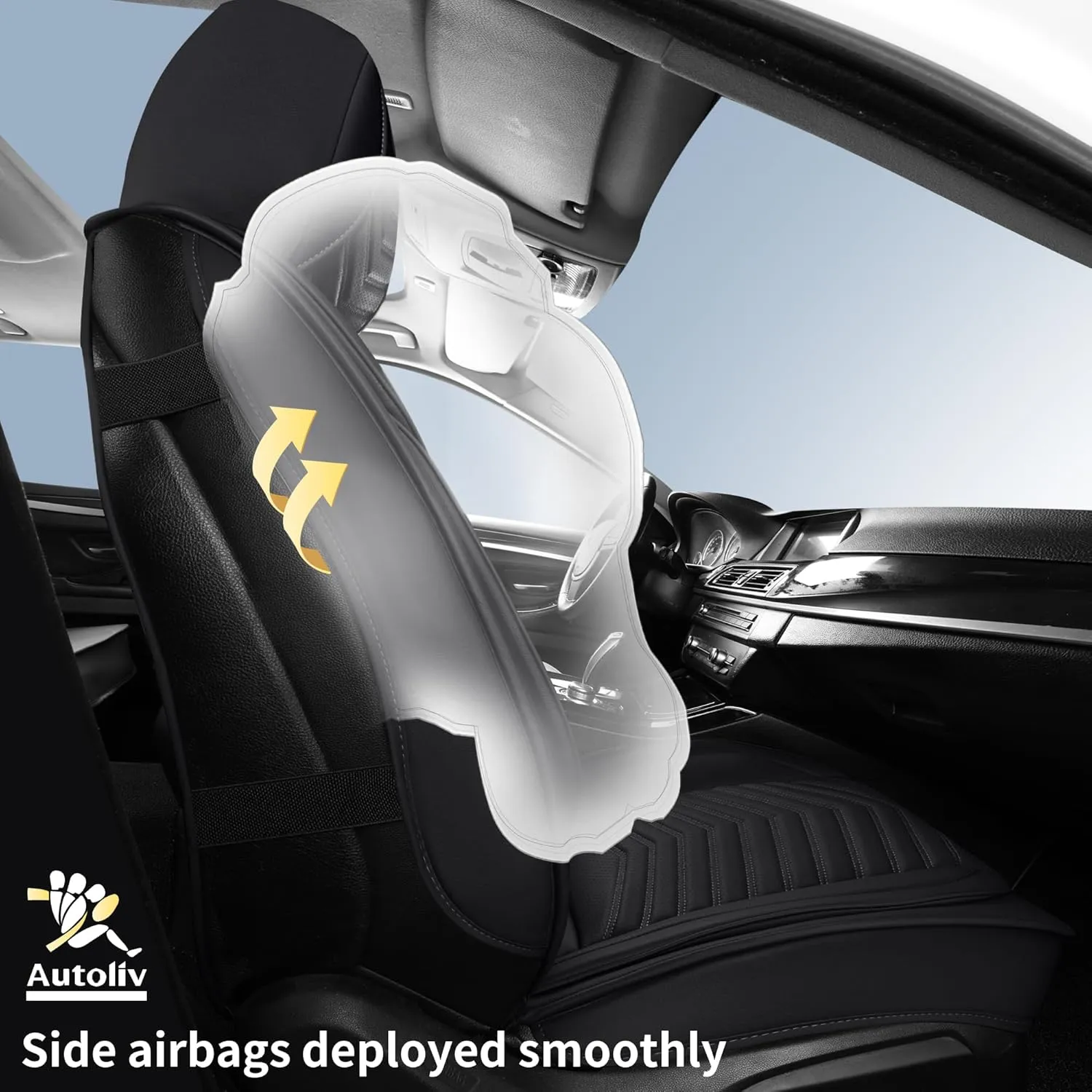 Car Seat Covers,Breathable and Waterproof Faux Leather Automotive Seat Covers for Cars SUV Truck Sedan,Universal Anti-Slip Driver Seat Cover with Backrest (Style1,2 PCS Front Seat,Black)