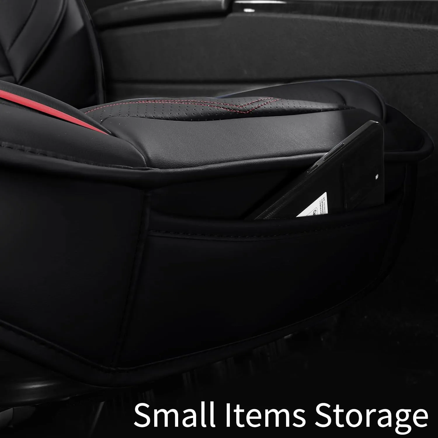 Car Seat Covers,Breathable and Waterproof Leather Seat Covers for Cars,Universal Anti-Slip Driver Seat Cover with Backrest for SUV Pick-up Truck Sedan(Style1,2 PCS Front Seat,Black Red)