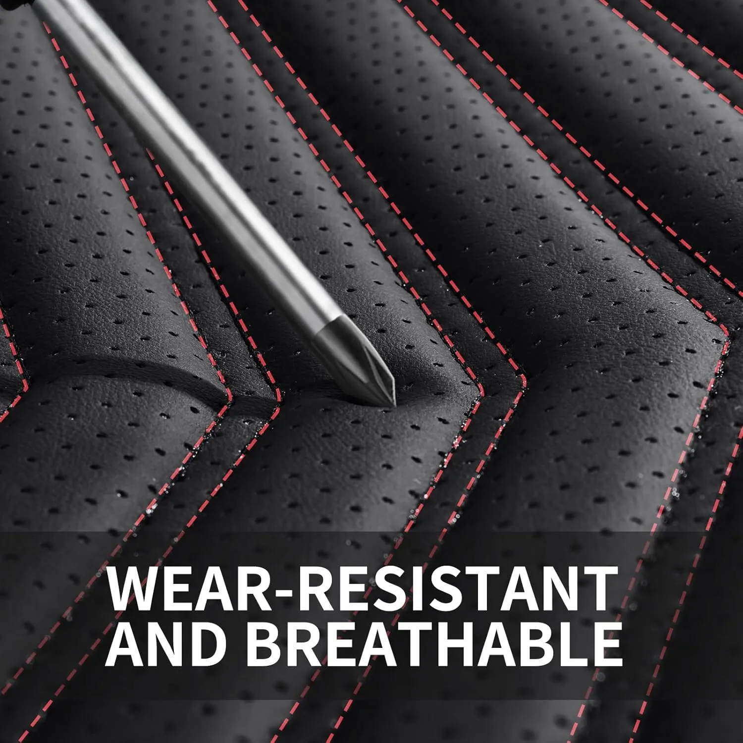 Car Seat Covers,Breathable and Waterproof Leather Seat Covers for Cars,Universal Anti-Slip Driver Seat Cover with Backrest for SUV Pick-up Truck Sedan(Style1,2 PCS Front Seat,Black Red)