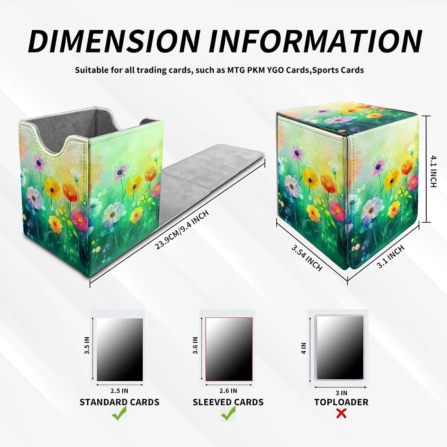 Card Deck Box Trading Cards with Strong Magnet Colorful Flower Garden Theme Commander Deck Box Card Storage Box Magic Premium Card Storage Box Case Cover for TCG CCG Magic Cards