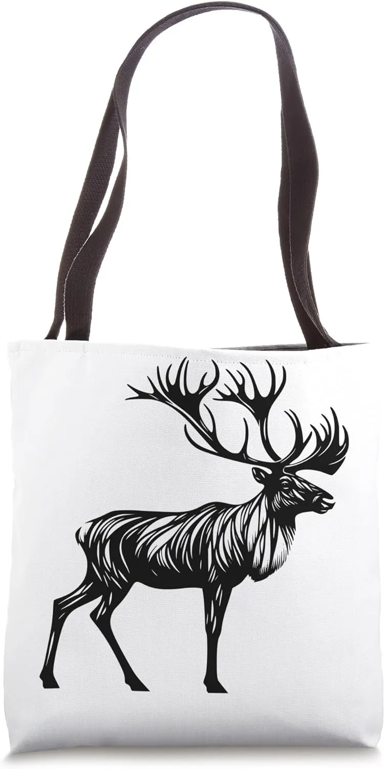 Caribou Dad Mom Lover - Monochromatic Caribou Tote Bag