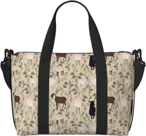 Carry On Duffle Bags Overnight Weekender Bags for Women, Painted Cute Goat Flower Personal Item Travel Bag, Travel Essentials Sport Gym Bag for Men Women