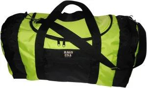 Carry on size Weekend bag, Main compartment and two end pockets, Made In USA. (Neon yellow)