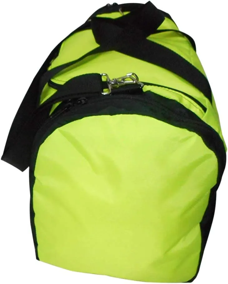 Carry on size Weekend bag, Main compartment and two end pockets, Made In USA. (Neon yellow)