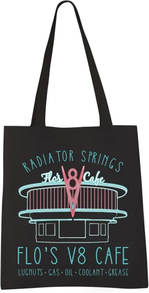 Cars Movie Tote Bag Radiator Springs Flo's V8 Cafe Shoulder Bag Racing Car Fans Gift (V8 CAFE tote)