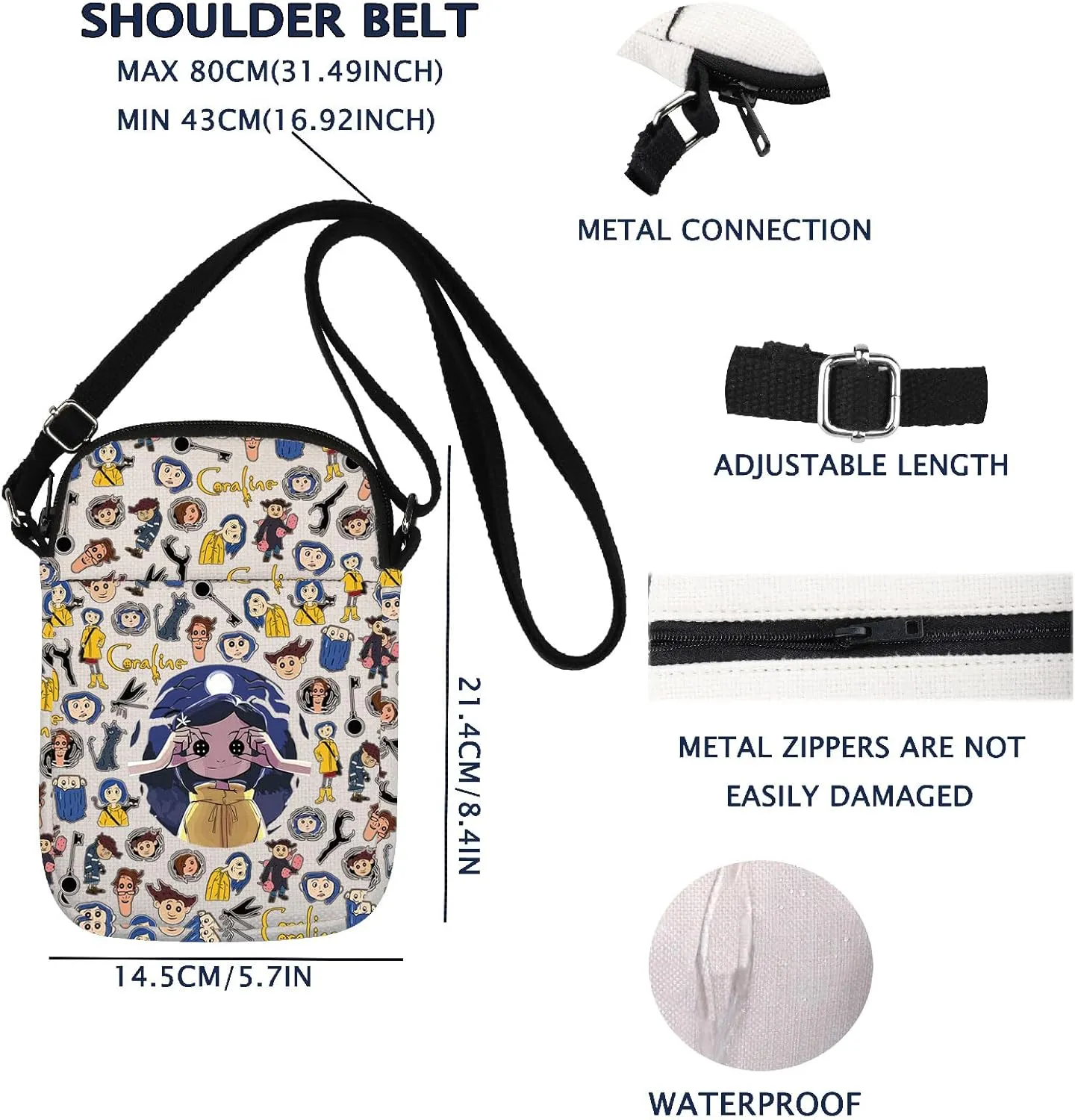 Cartoon Movie Crossbody Bag Horror Lover Gift Fantasy Cartoon Movie Fans Carry-on Bag