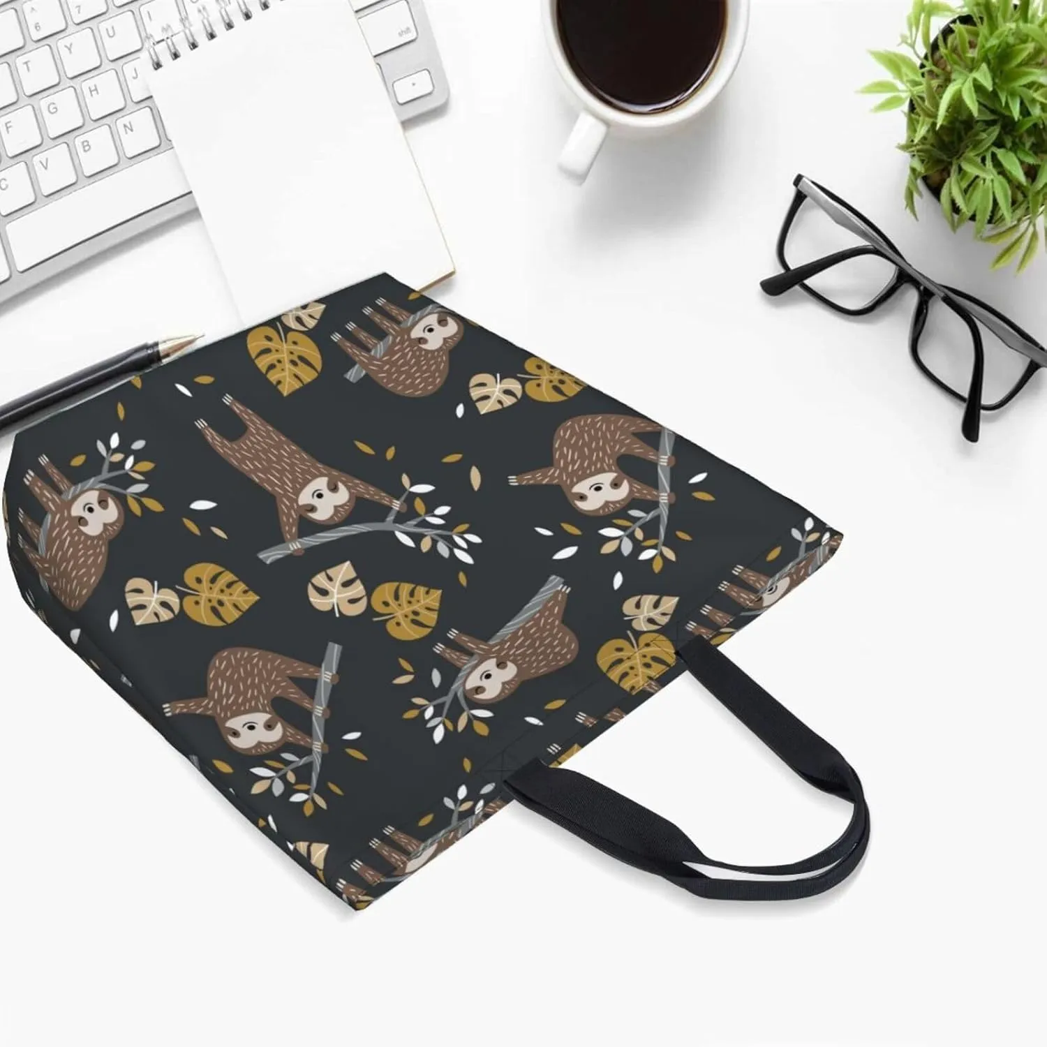 cartoon pug puppy Reusable Grocery bags Big Capacity Shopping Bag Canvas Shoulder Tote Handbag for Women Girls