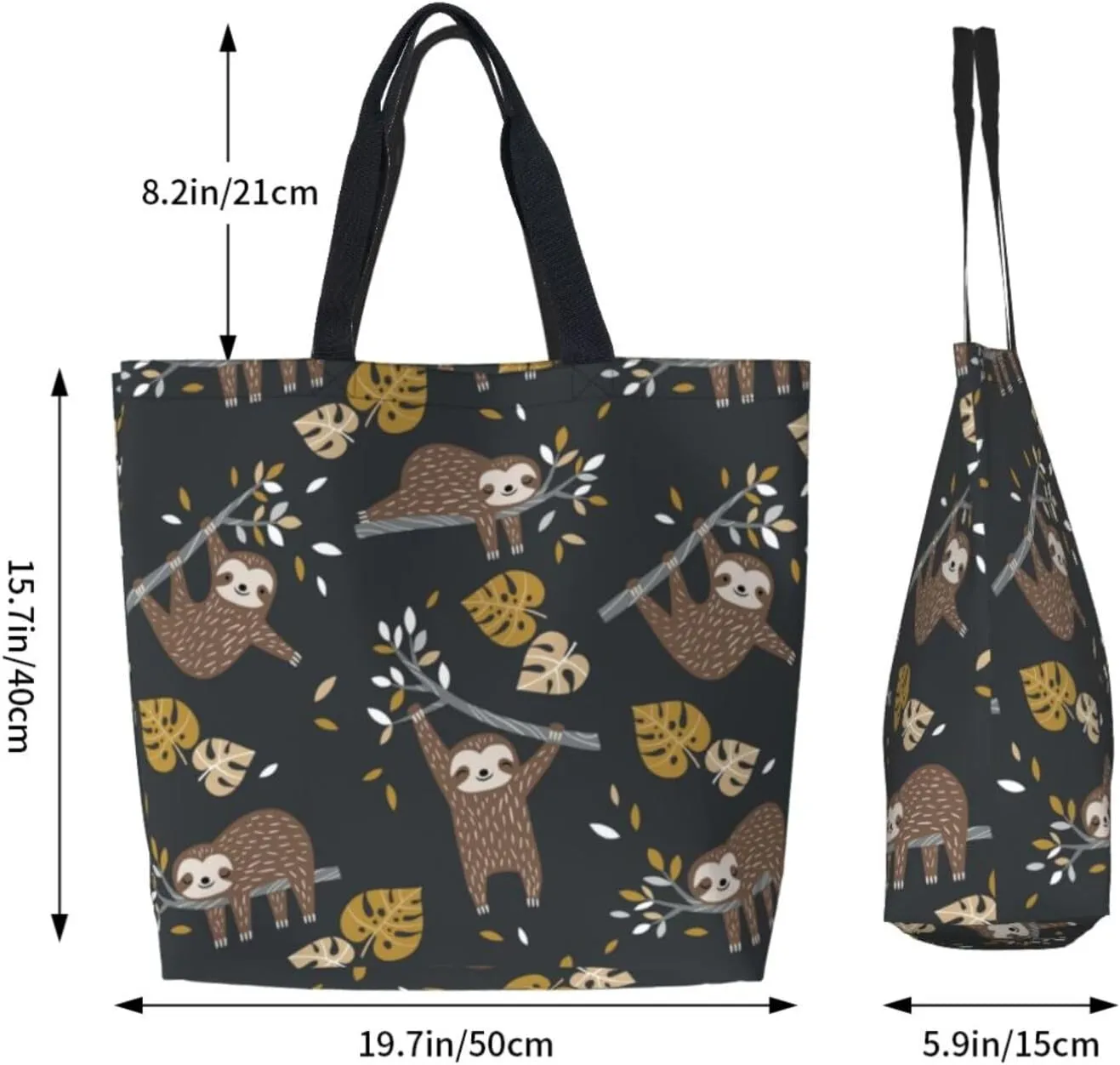 cartoon pug puppy Reusable Grocery bags Big Capacity Shopping Bag Canvas Shoulder Tote Handbag for Women Girls
