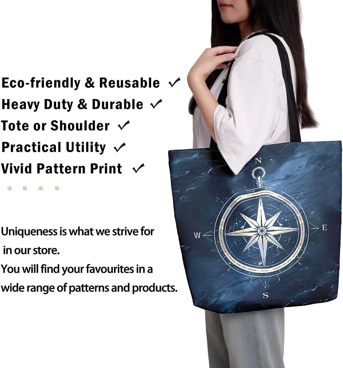 Castle Fairy Crab Canvas Tote Bag for Adults,Ocean Animals Underwater Coral Reusable Shopping Bags Portable Storage Handbag