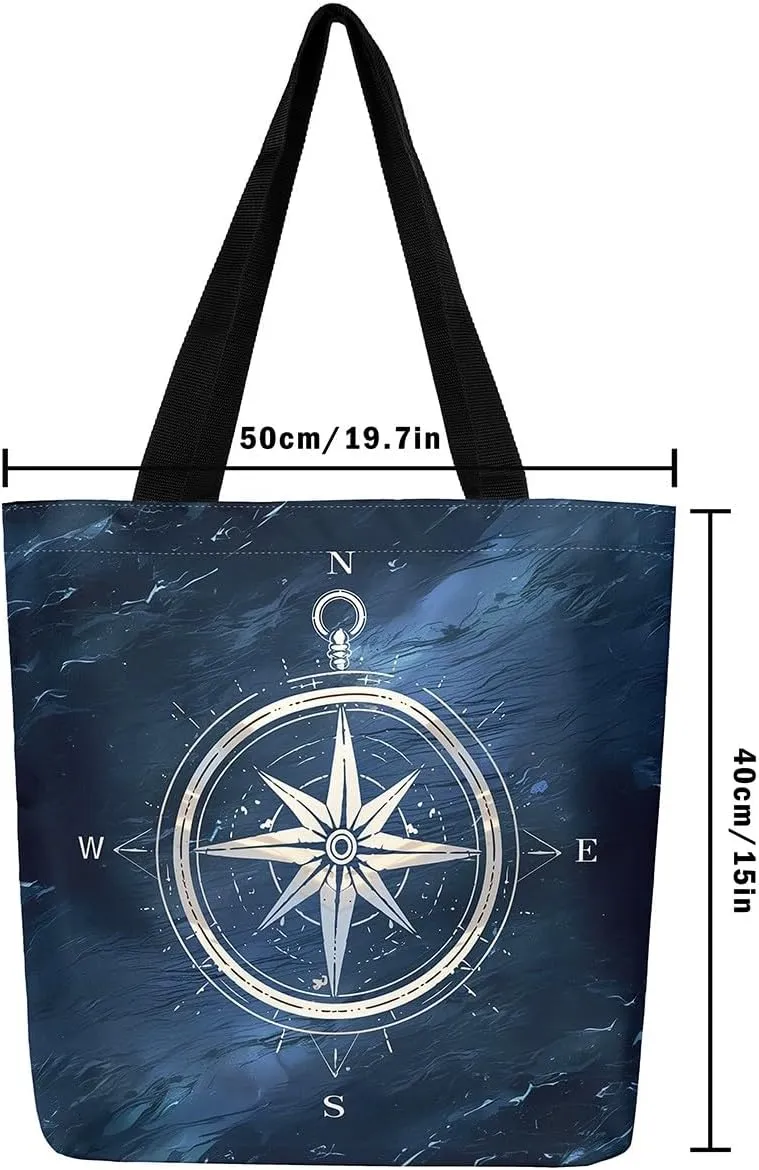 Castle Fairy Crab Canvas Tote Bag for Adults,Ocean Animals Underwater Coral Reusable Shopping Bags Portable Storage Handbag