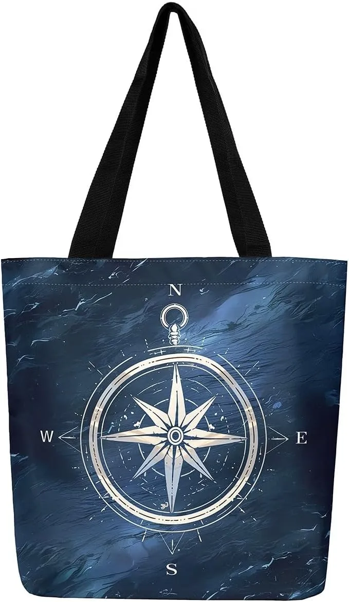Castle Fairy Crab Canvas Tote Bag for Adults,Ocean Animals Underwater Coral Reusable Shopping Bags Portable Storage Handbag