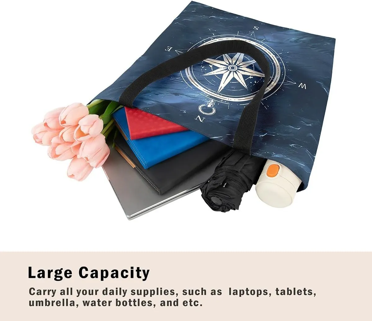 Castle Fairy Crab Canvas Tote Bag for Adults,Ocean Animals Underwater Coral Reusable Shopping Bags Portable Storage Handbag