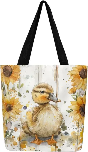 Castle Fairy Kids Teens Canvas Tote Bag Aesthetic for Women Girls,Colorful Animals Floral Reusable Grocery Handbag