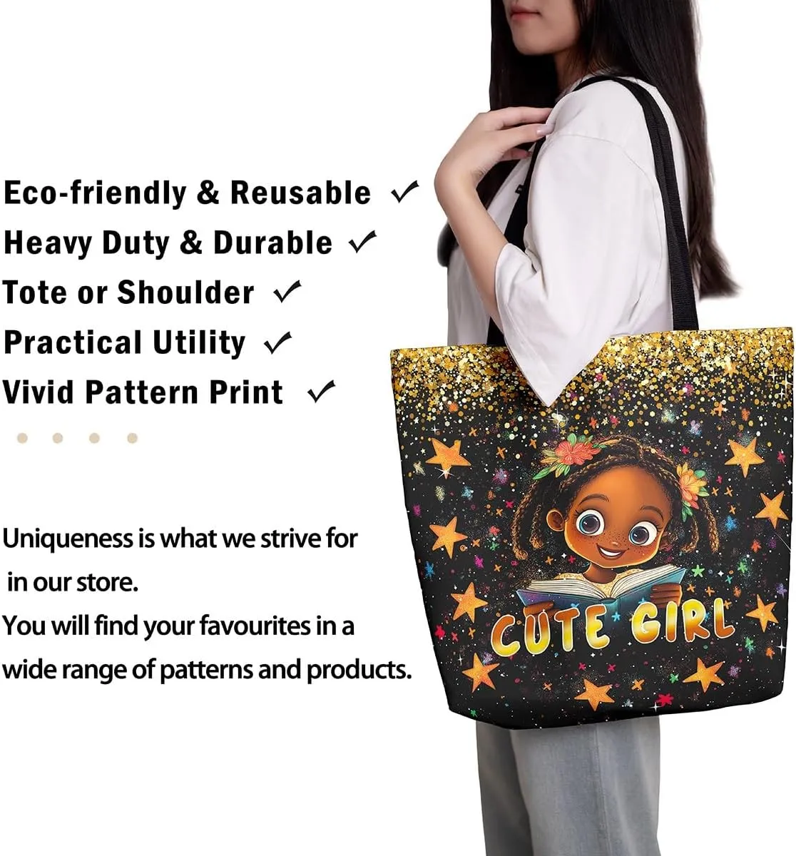 Castle Fairy Painting Girl American Canvas Tote Bag for Adults