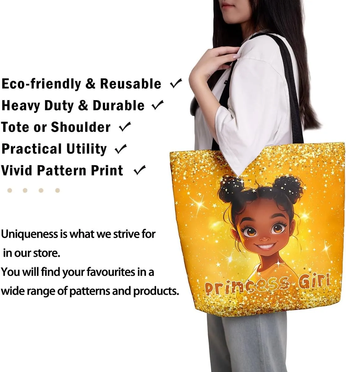 Castle Fairy Painting Girl American Canvas Tote Bag for Adults