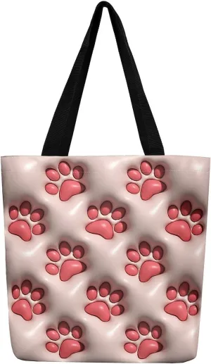 Castle Fairy Princess Canvas Tote Bag, 3D Geometry Pink Aesthetic Shoulder Handbags,Cartoon Animals Tote Bag Reusable Handbag
