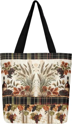 Castle Fairy Village Farm Canvas Tote Bag 19.7x5.1 Inch Animals Plants Shoulder Handbags for Shopping Gym