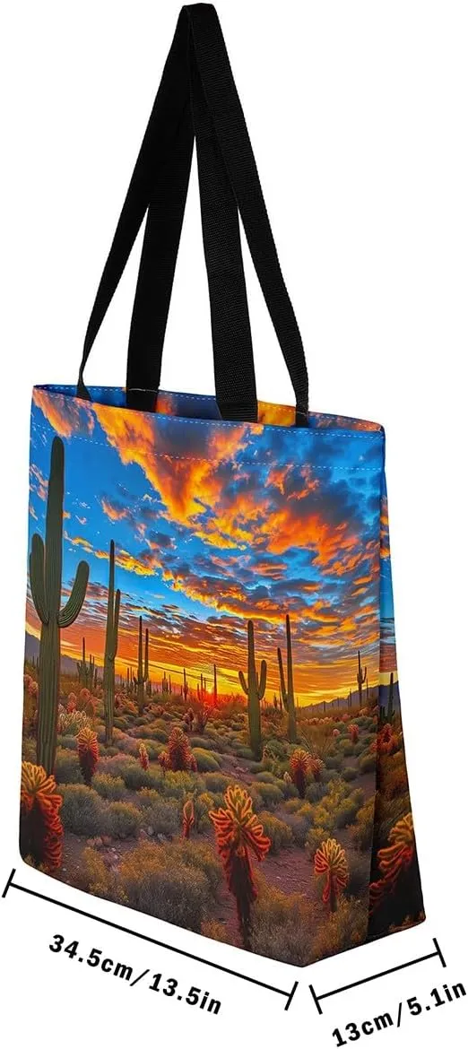 Castle Fairy Watercolor Flowers Canvas Tote Bag Shabby Chic Shoulder Bag for Women