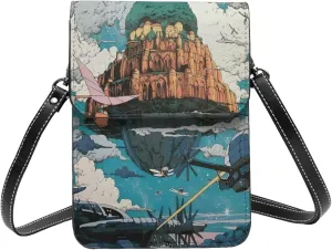 Castle In The Sky Wallet Phone Woman'S Fashion Purse Adjustable Handba Crossbody Bags