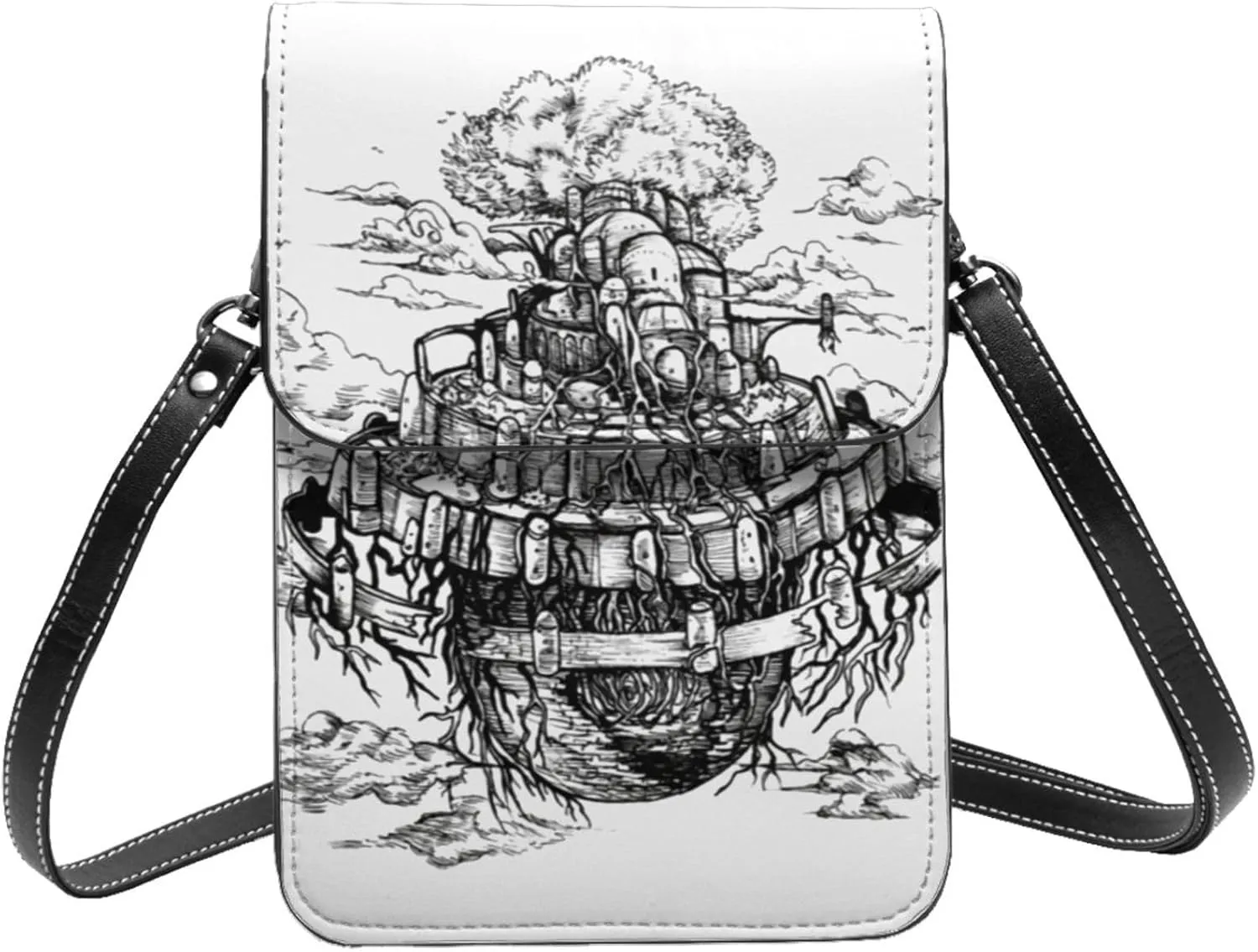 Castle In The Sky Wallet Phone Womens Fashion Purse Adjustable Handba Crossbody Bags