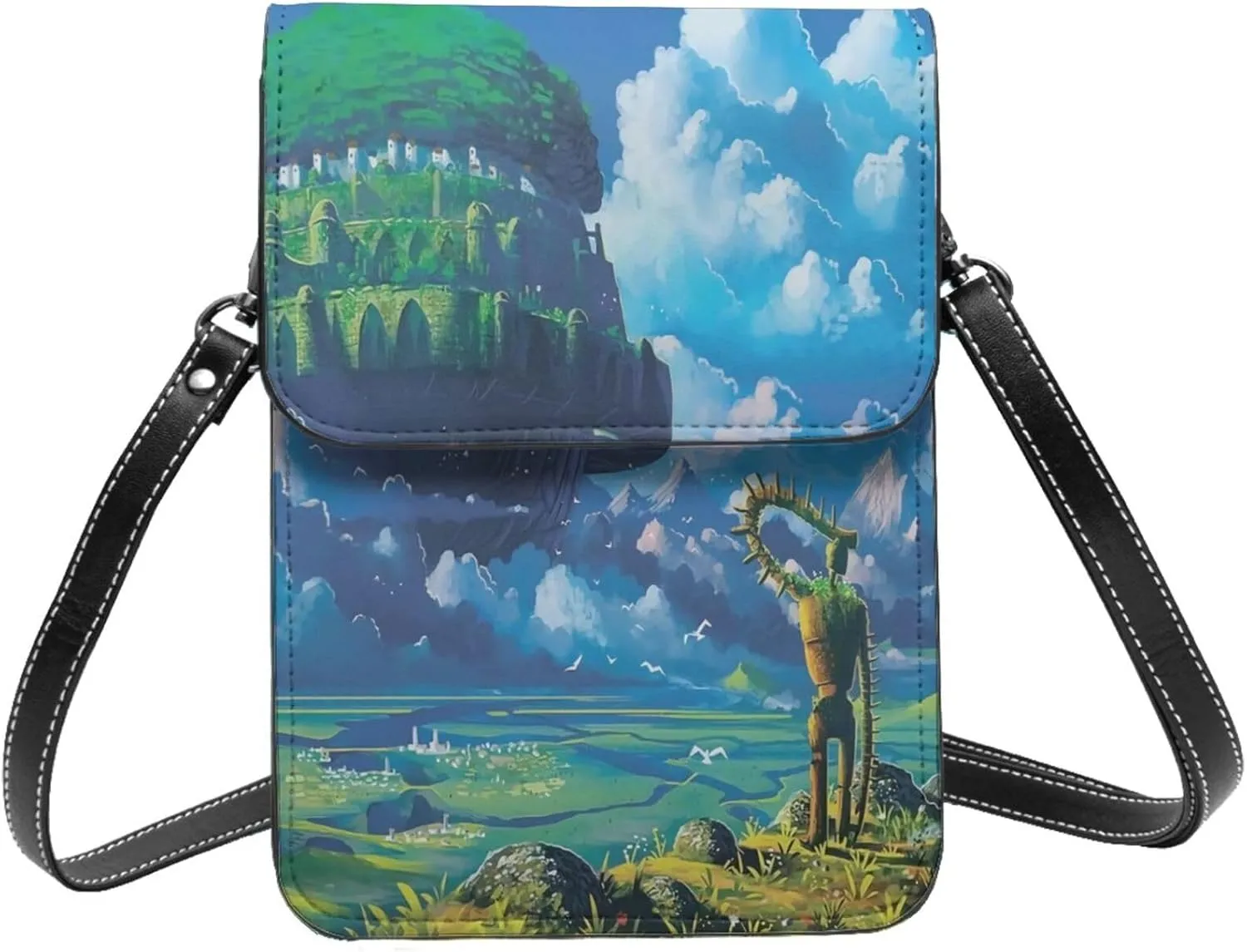 Castle In The Sky Wallet Phone Womens Fashion Purse Adjustable Handba Crossbody Bags