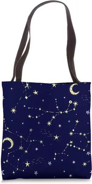 celestial moon star constellation navy blue night sky meteor Tote Bag