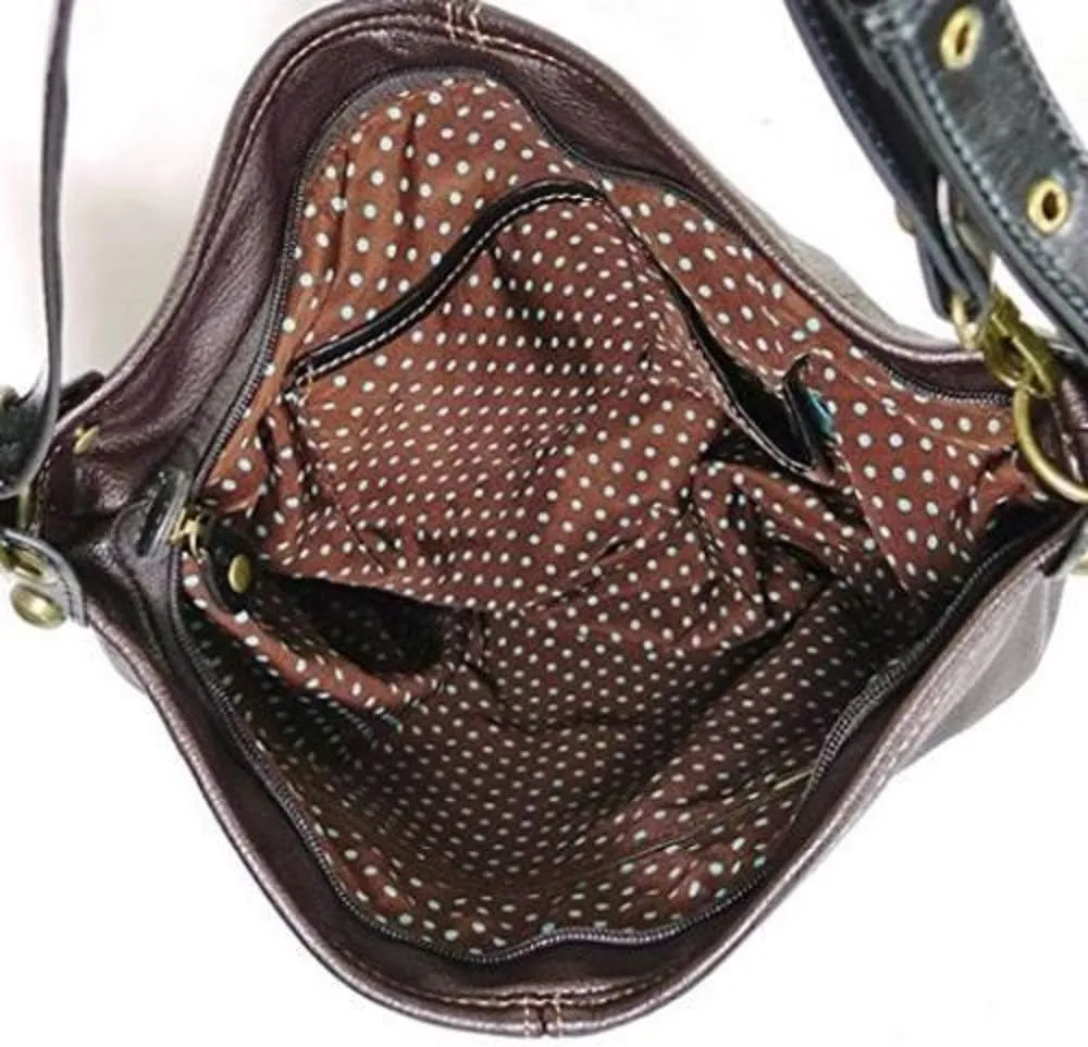 Chala Handbags, Casual Style, Soft, Large Shoulder or Crossbody Purse with Keyfob - Navy Blue