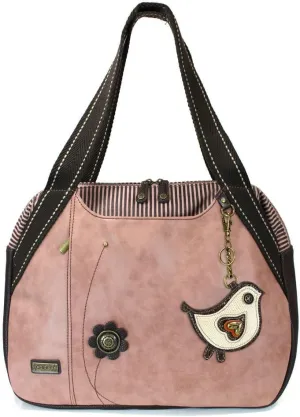 Chala Handbags Dust Rose Shoulder Purse Tote Bag with Key Fob/ Coin Purse