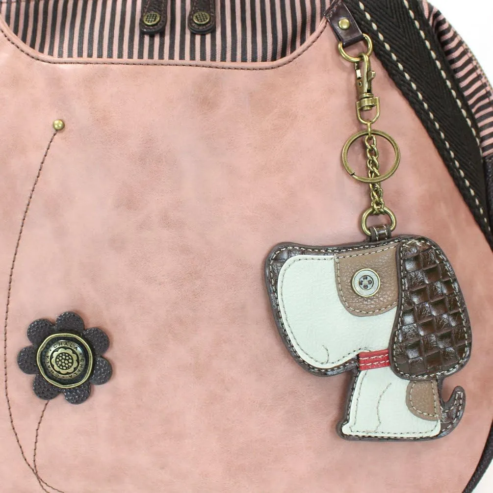 Chala Handbags Dust Rose Shoulder Purse Tote Bag with Key Fob/ Coin Purse