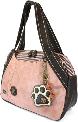 Chala Handbags Dust Rose Shoulder Purse Tote Bag with Key Fob/ Coin Purse