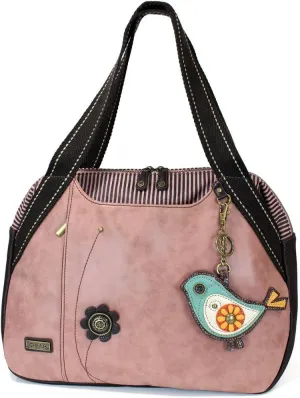 Chala Handbags Dust Rose Shoulder Purse Tote Bag with Key Fob/ Coin Purse