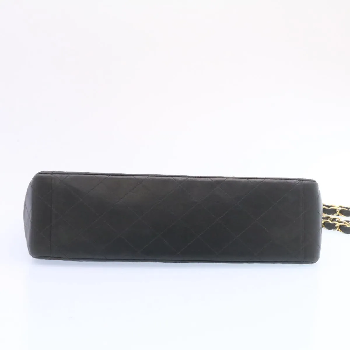 CHANEL Big Matelasse Flap Chain Shoulder Bag Lamb Skin Black Gold am1276gA