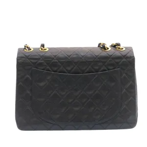 CHANEL Big Matelasse Flap Chain Shoulder Bag Lamb Skin Black Gold am1276gA