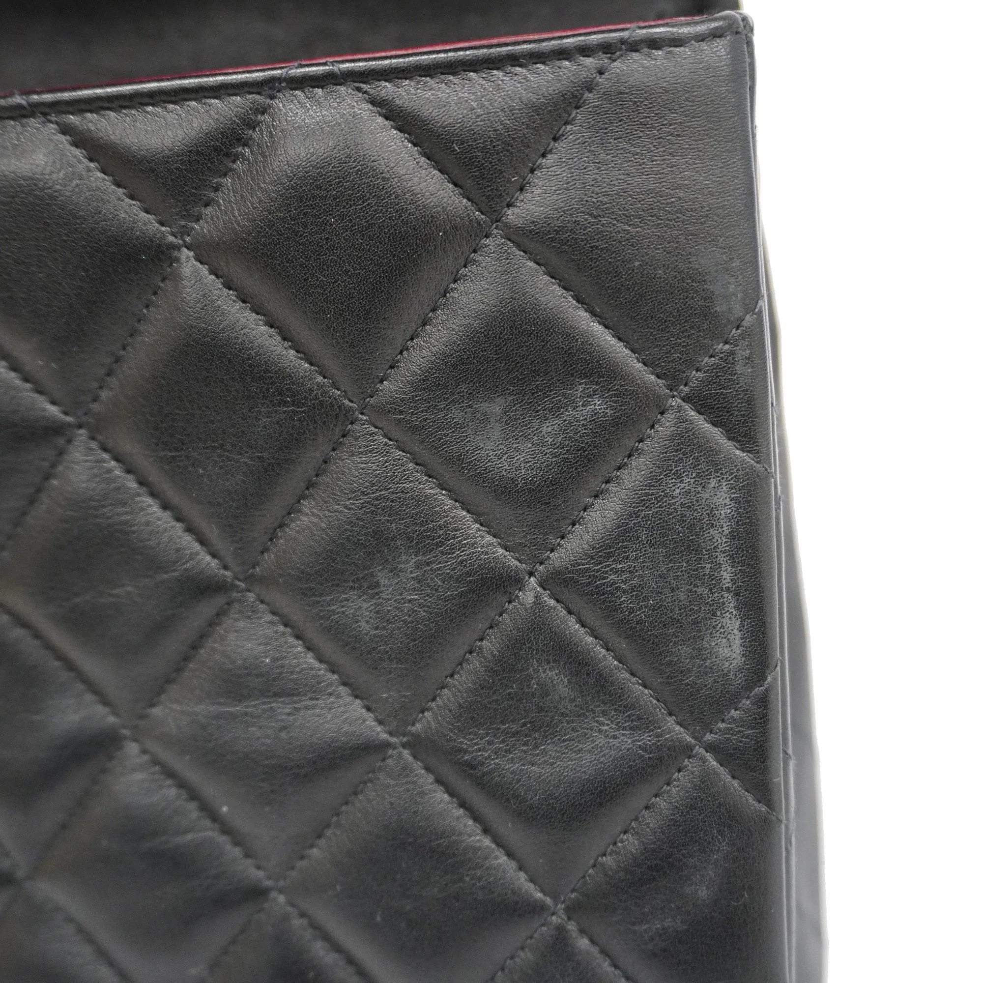 CHANEL  Big Matelasse W Chain Women's Leather Shoulder Bag Black
