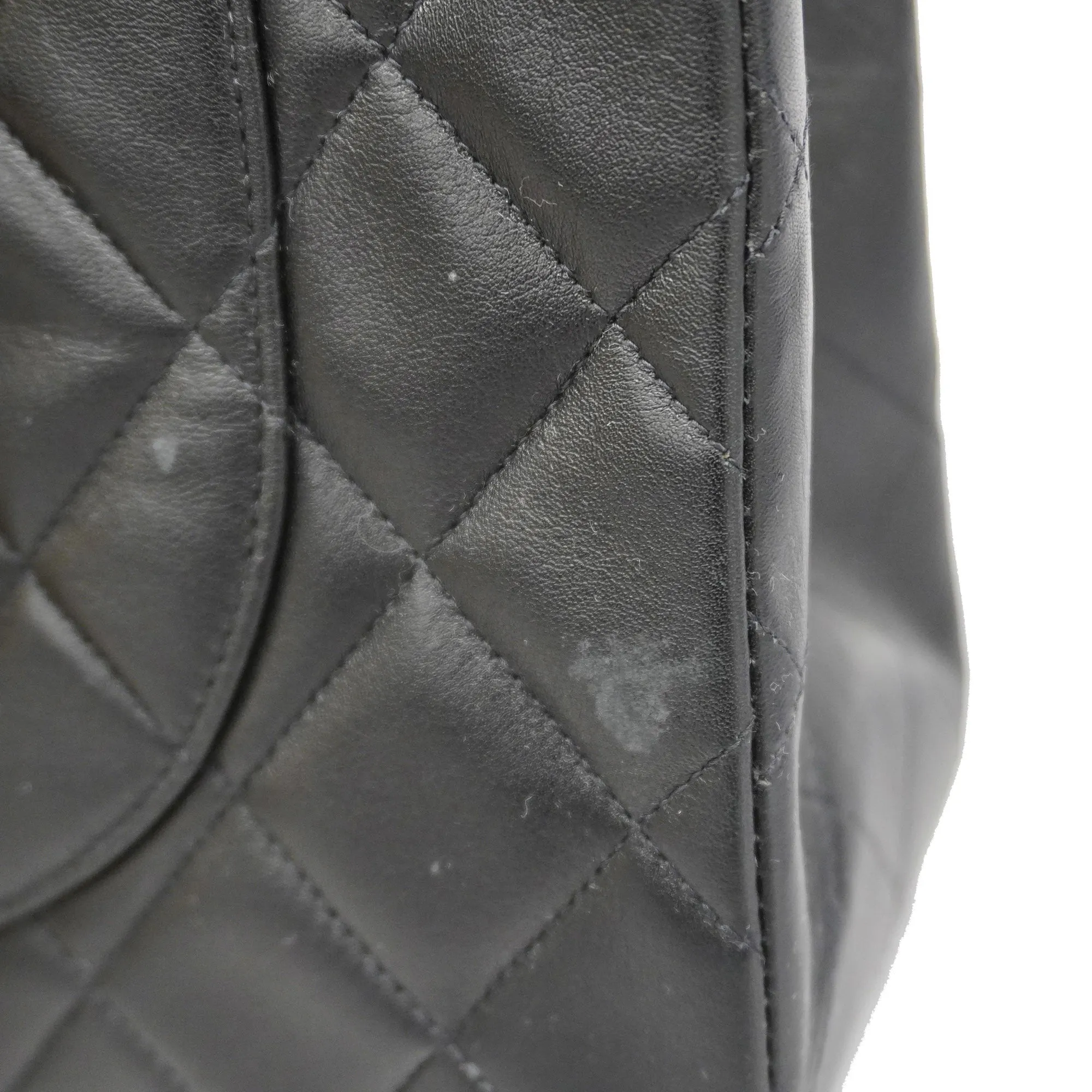 CHANEL  Big Matelasse W Chain Women's Leather Shoulder Bag Black