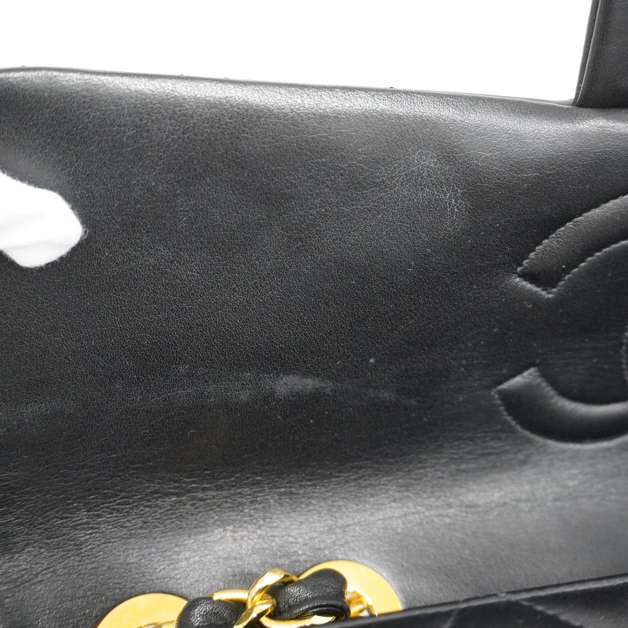 CHANEL  Big Matelasse W Chain Women's Leather Shoulder Bag Black