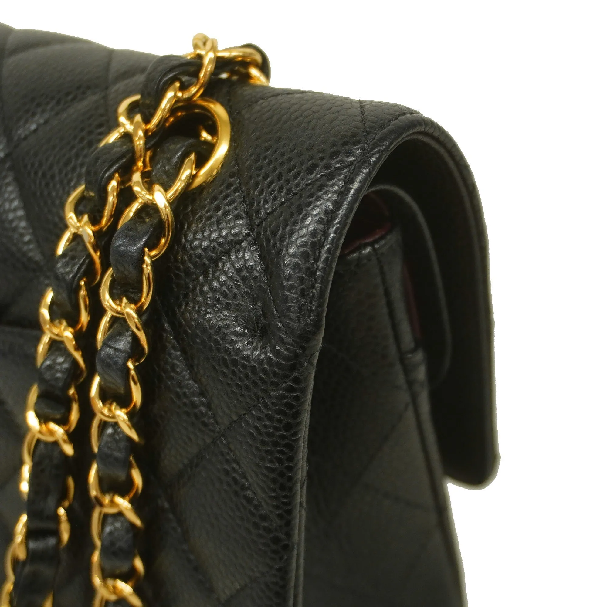 CHANEL  Big Matelasse W Flap W Chain Women's Caviar Leather Shoulder Bag