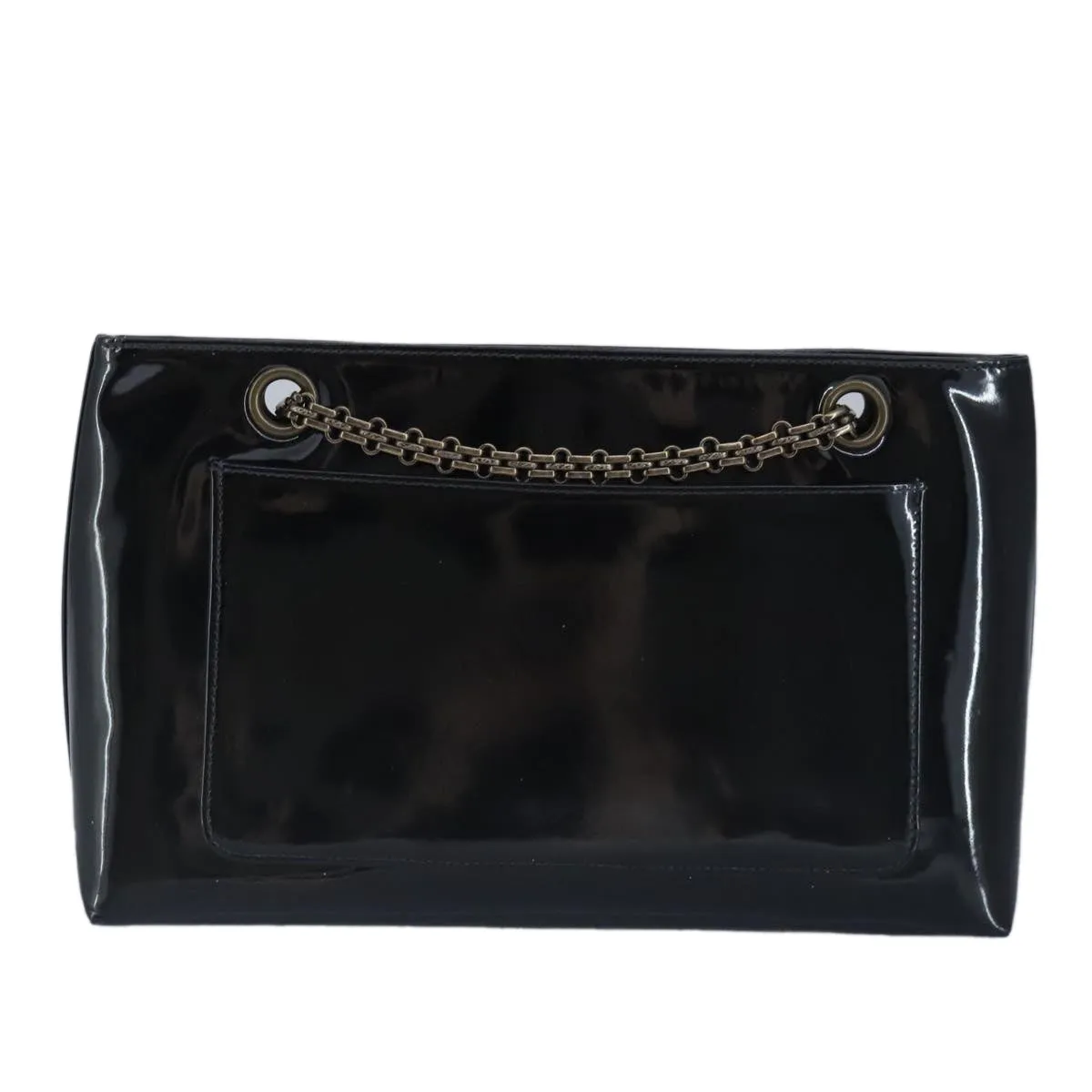CHANEL Chain Shoulder Bag Patent leather Black CC 97053