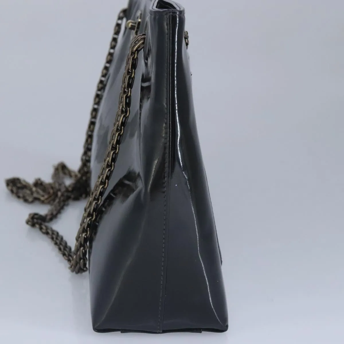 CHANEL Chain Shoulder Bag Patent leather Black CC 97053
