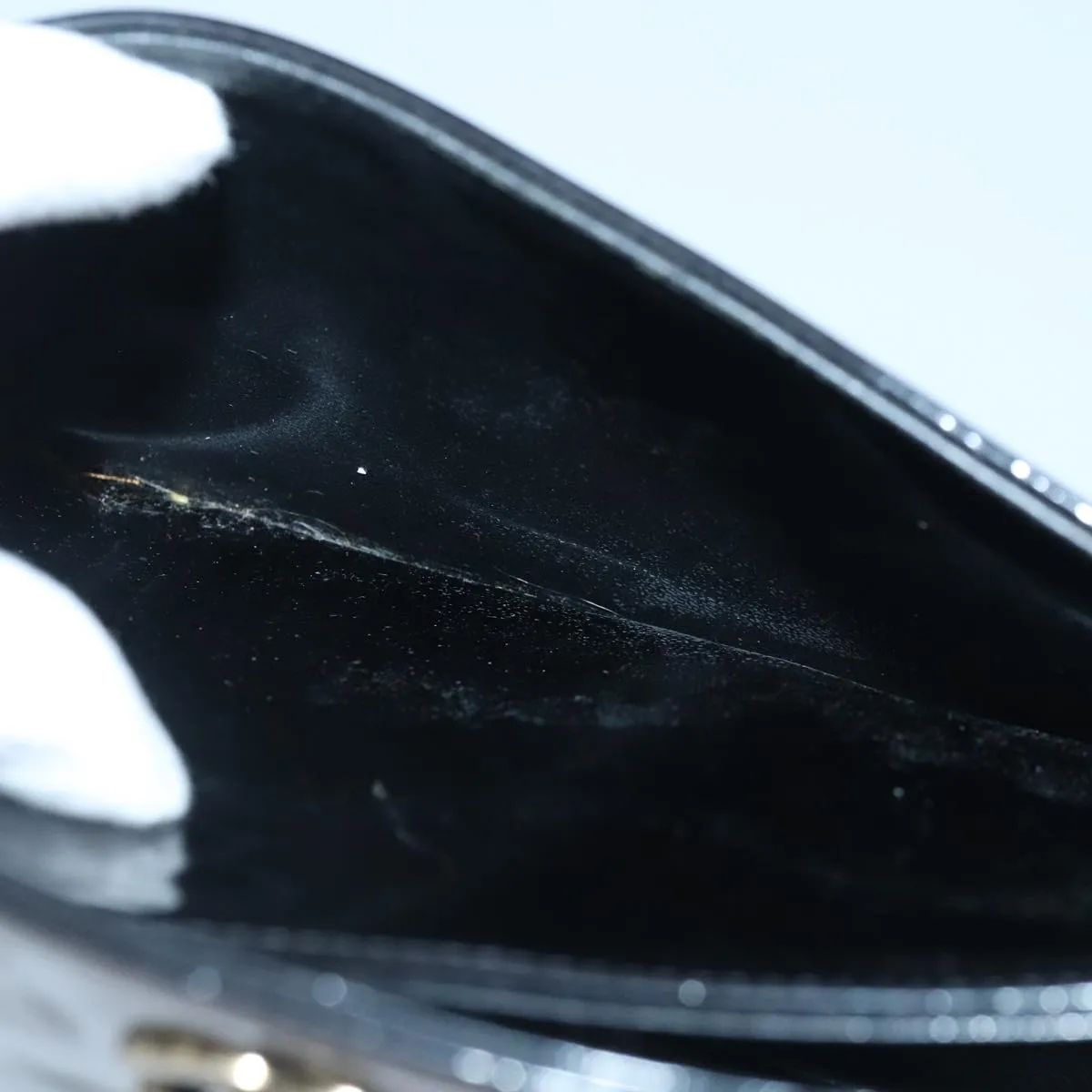 CHANEL Chain Shoulder Bag Patent leather Black CC 97053