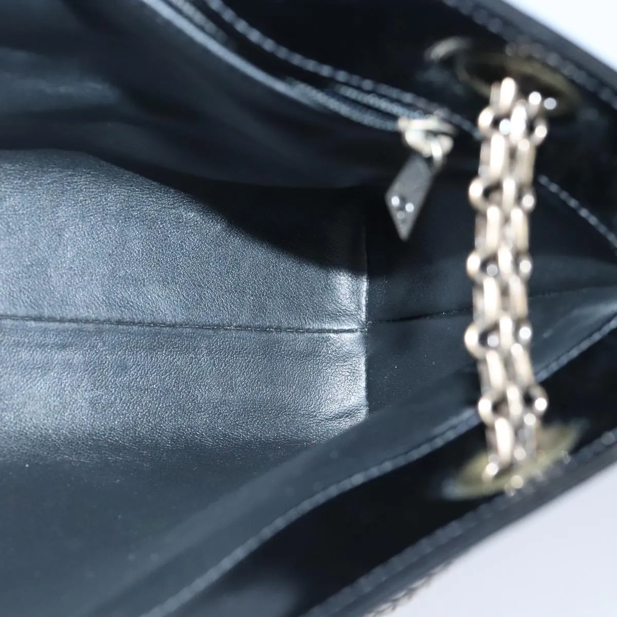 CHANEL Chain Shoulder Bag Patent leather Black CC 97053