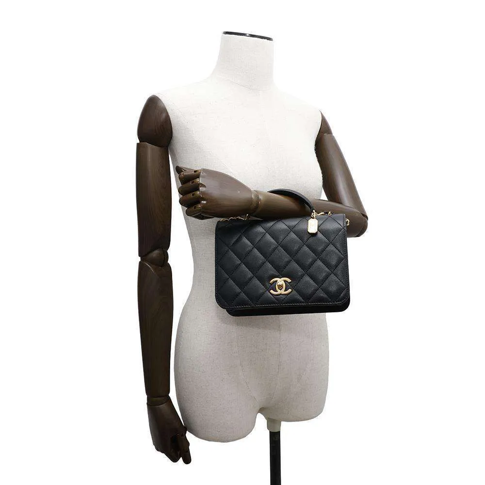 CHANEL Matelasse 2wayChainShoulder BlackAS4286 Caviar Leather