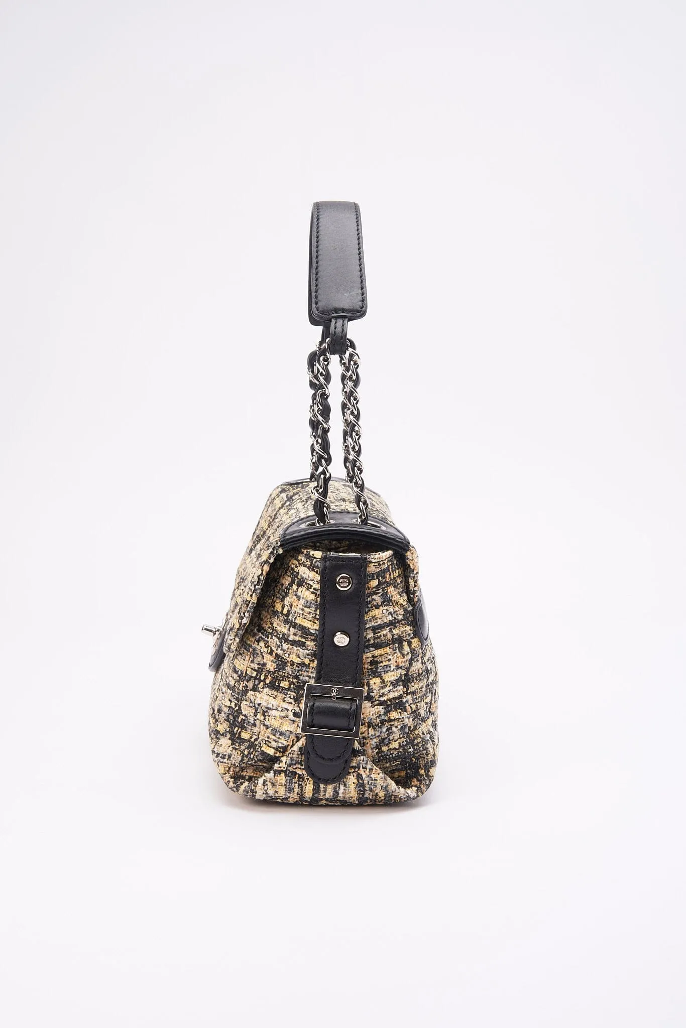 Chanel Printed Canvas Flap Bag with Black Leather Trim