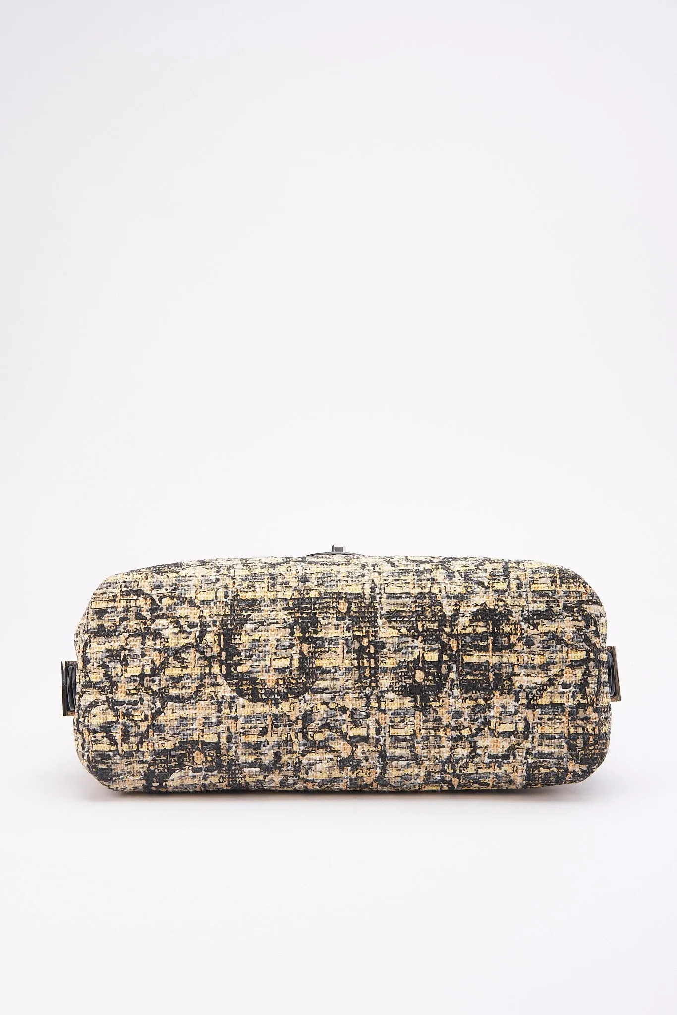 Chanel Printed Canvas Flap Bag with Black Leather Trim