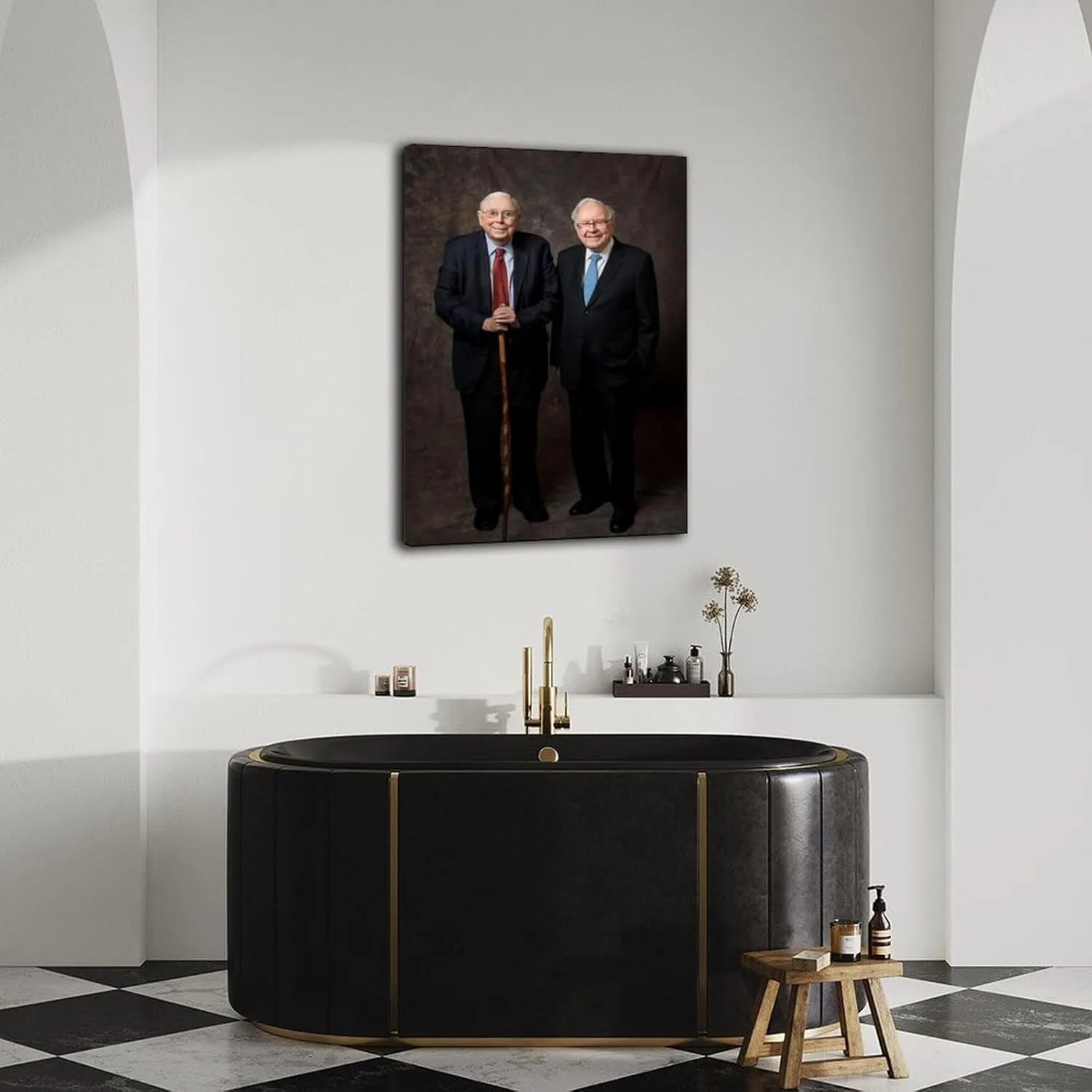 Charlie Mungers And Warren Buffett Black And White Portrait Art Posters Canvas Painting Wall Art Poster for Bedroom Living Room Decor 20x30inch(50x75cm) Frame-style