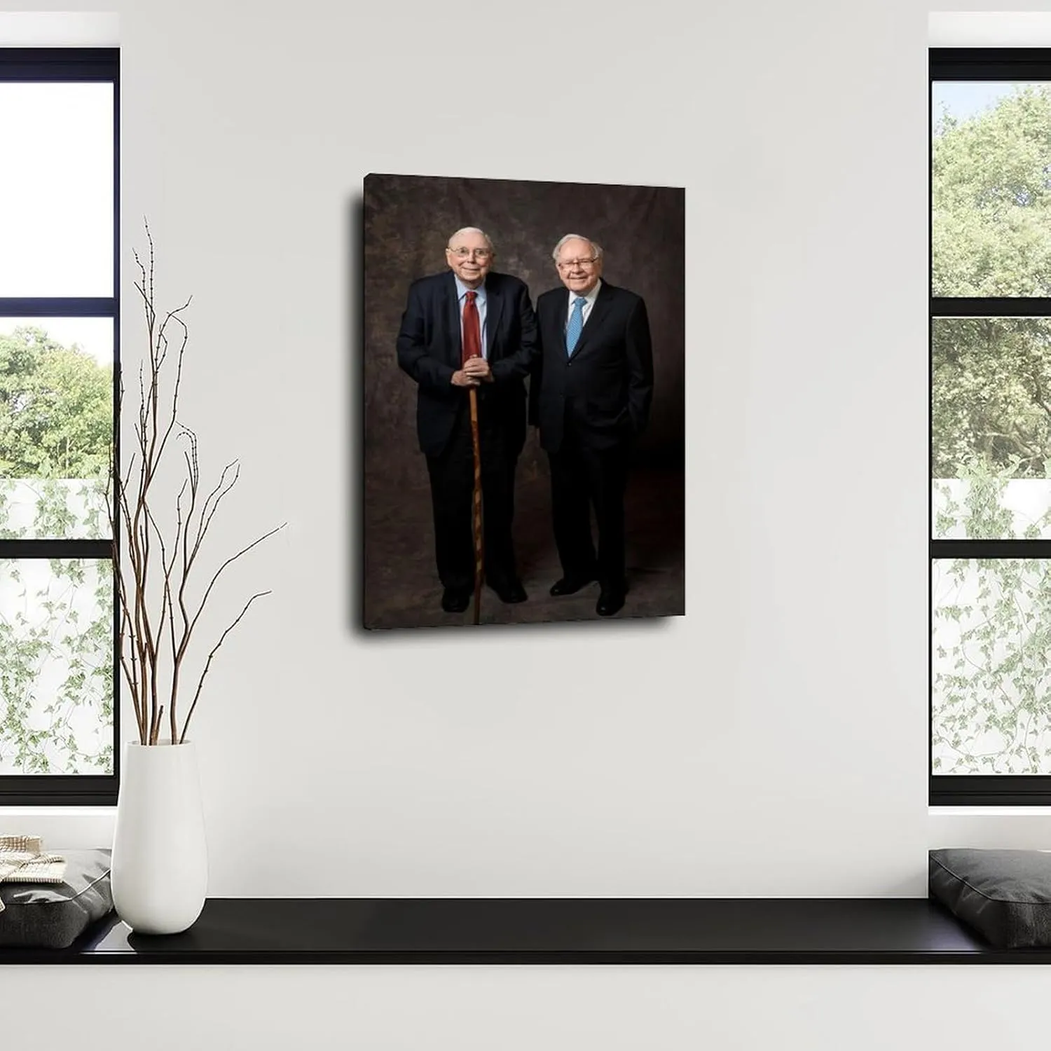 Charlie Mungers And Warren Buffett Black And White Portrait Art Posters Canvas Painting Wall Art Poster for Bedroom Living Room Decor 20x30inch(50x75cm) Frame-style