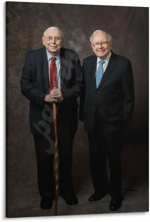 Charlie Mungers And Warren Buffett Black And White Portrait Art Posters Canvas Painting Wall Art Poster for Bedroom Living Room Decor 20x30inch(50x75cm) Frame-style