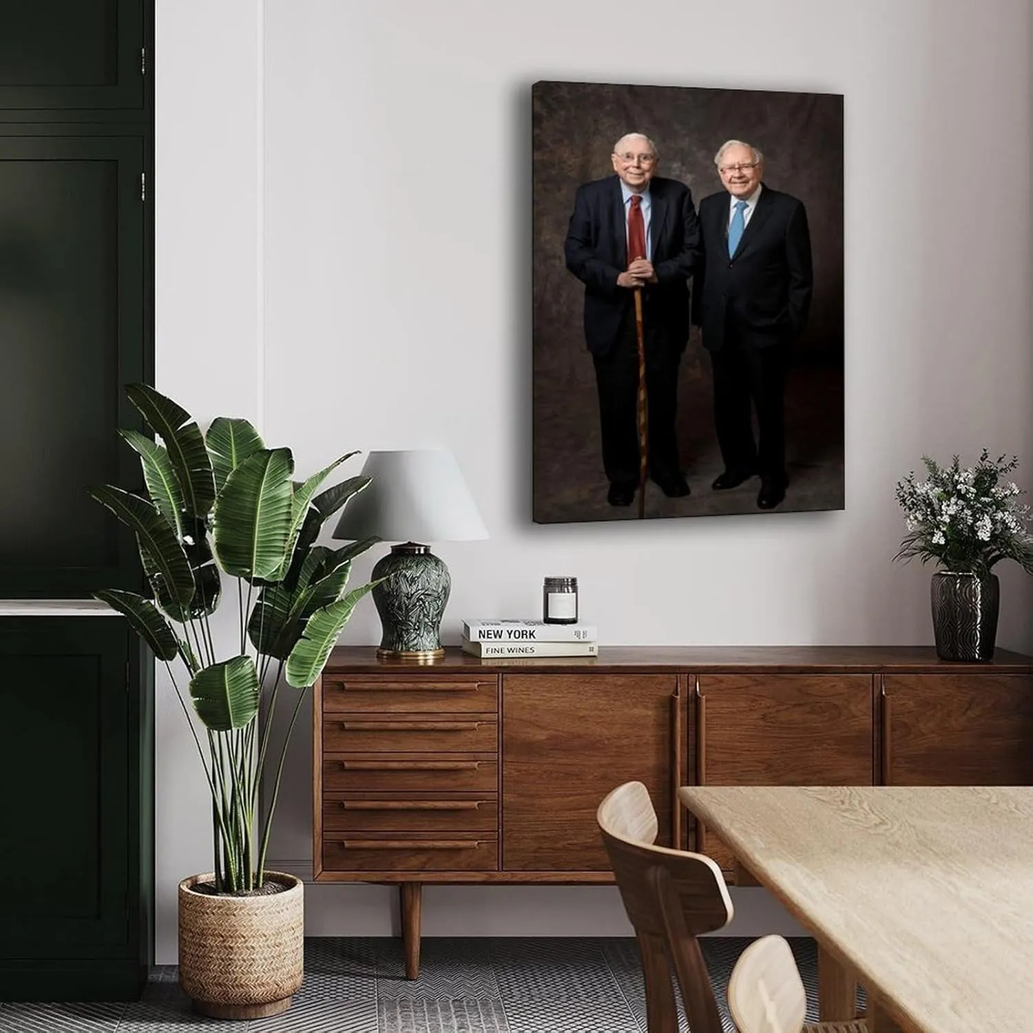 Charlie Mungers And Warren Buffett Black And White Portrait Art Posters Canvas Painting Wall Art Poster for Bedroom Living Room Decor 20x30inch(50x75cm) Frame-style